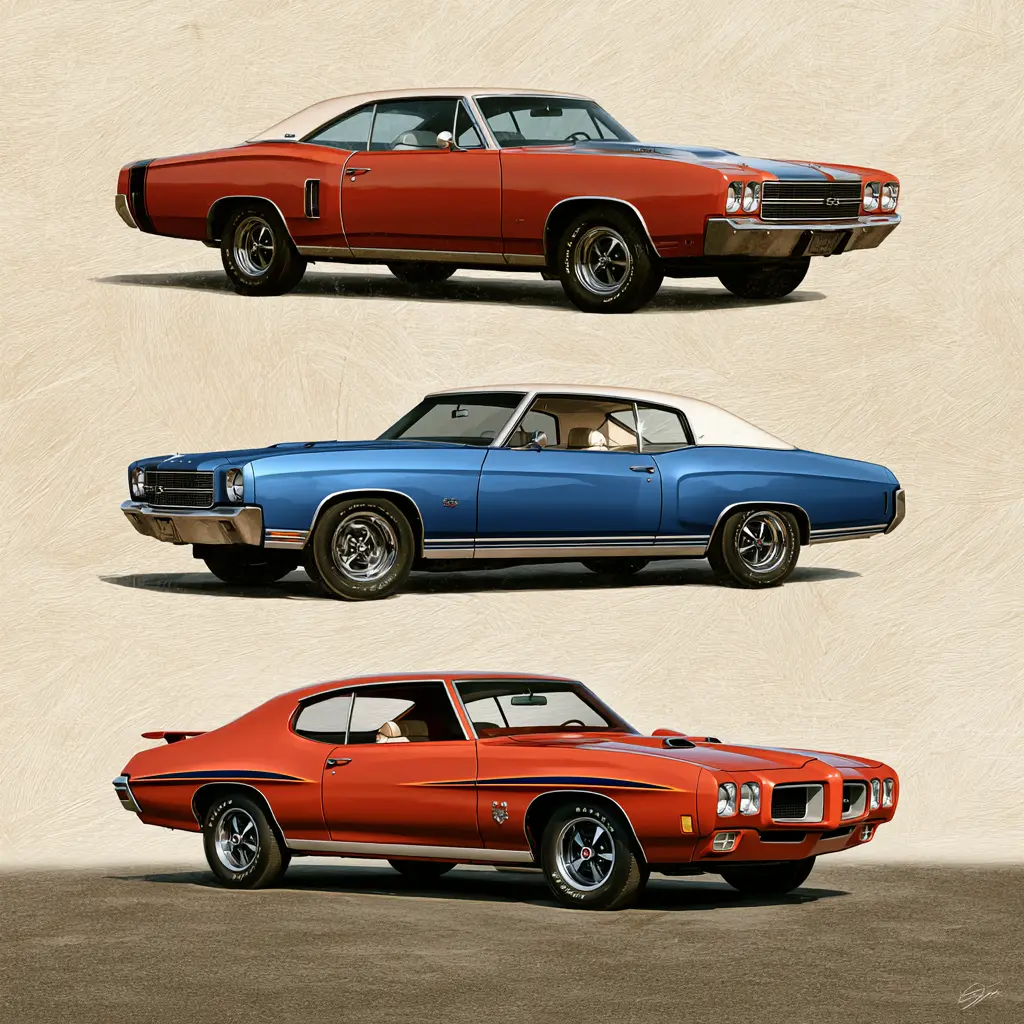 A collage of undervalued muscle cars